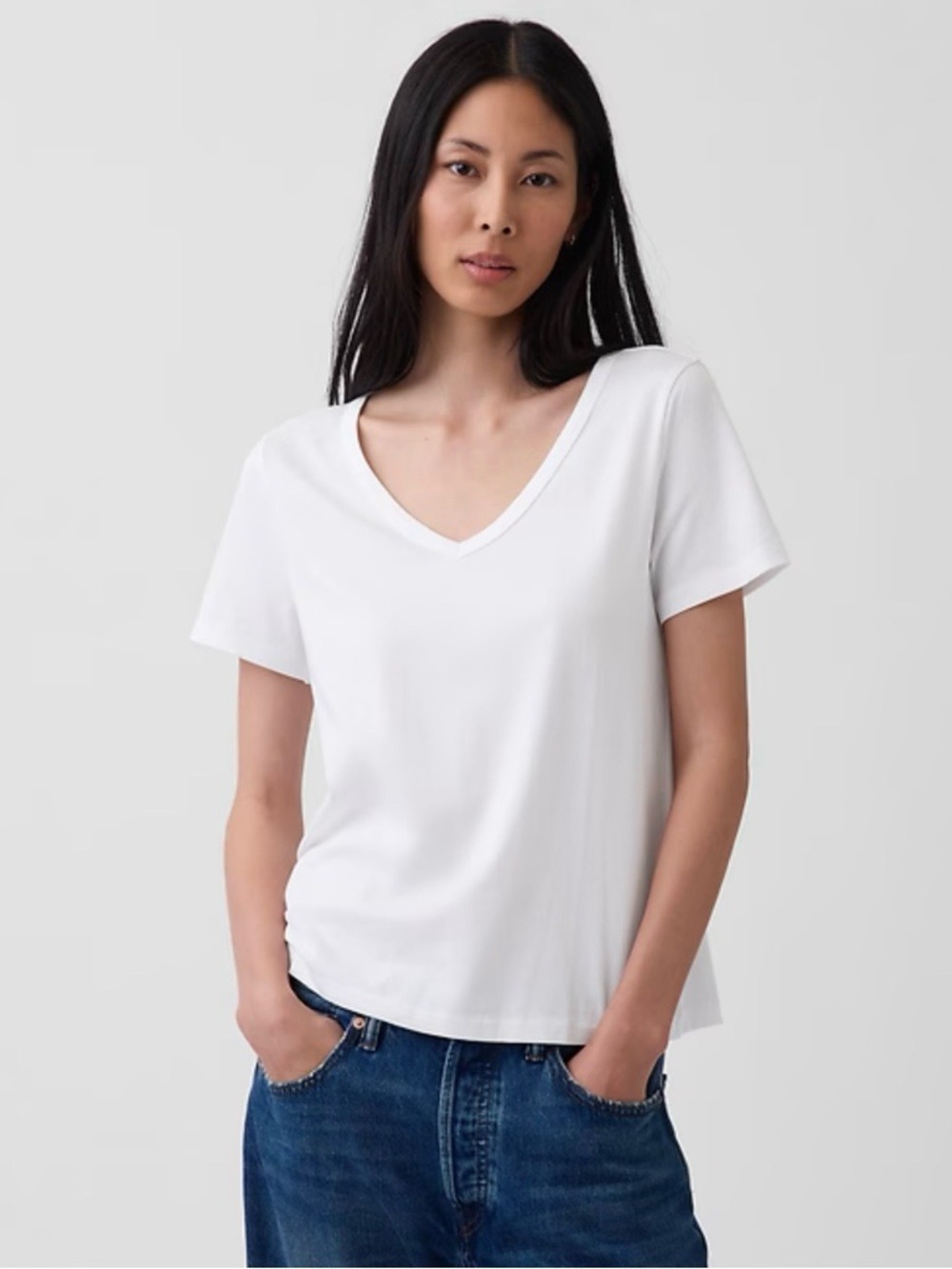 GAP Organically Grown Cotton Classic White V-Neck Tee NWOT